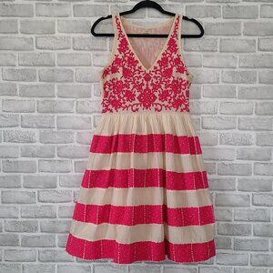 Anthropologie Leifsdottir Azalea Embrodiered Dress Cotton 2p Pink Retro Cottage